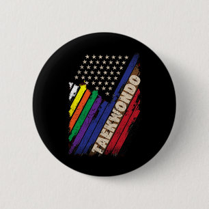 Bóton Redondo 5.08cm Mães Taekwondo - Cinturão Negro Branco da bandeira