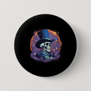 Bóton Redondo 5.08cm Magicioso Hat Stars Fumar Caveira Halloween