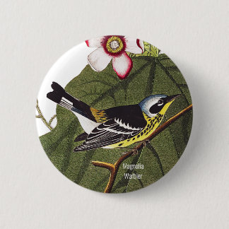 Bóton Redondo 5.08cm Magnolia Warbler, John James Audubon, Birdwatcher