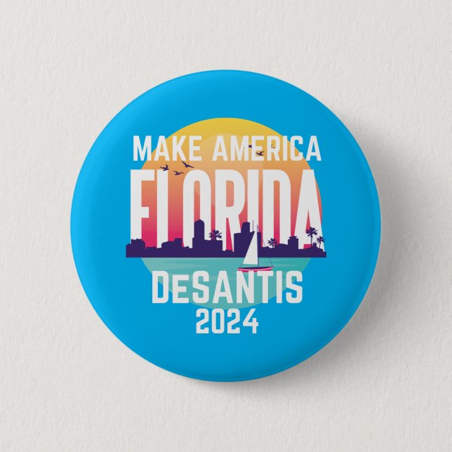 Bóton Redondo 5.08cm Make America Florida Ron Desantis 2024 (Frente)