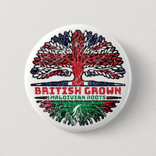 Bóton Redondo 5.08cm Maldivas Maldivian British Tree Roots Flag