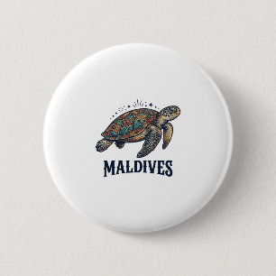 Bóton Redondo 5.08cm Maldivas Tartaruga Marinha Vintage Camisa Viagem D