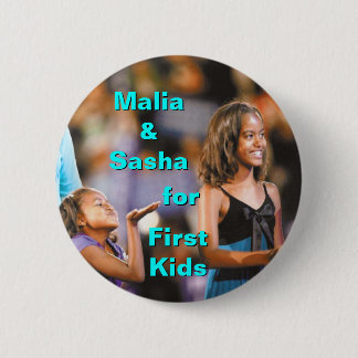 Bóton Redondo 5.08cm Malia e Sasha Obama para o primeiro botão dos