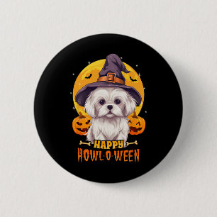 Bóton Redondo 5.08cm Maltês Cachorro De Halloween Howl O Weny Pet Engra