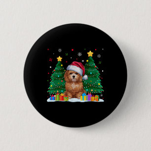 Bóton Redondo 5.08cm Maltipoo Cachorro Abraça Santa Hat Suor de Natal F