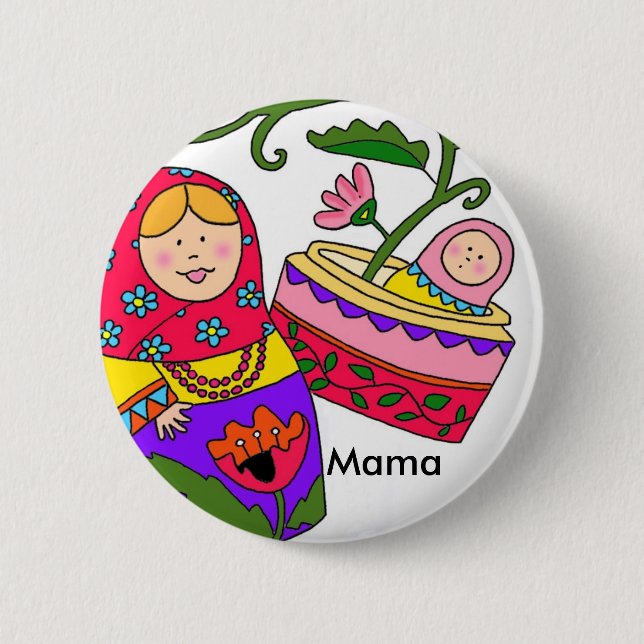 Bóton Redondo 5.08cm Mamã nova do bebê de Matryoshka (Frente)