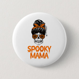 Bóton Redondo 5.08cm Mama Preguiçosa de Halloween Caveira Mensagem