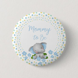 Bóton Redondo 5.08cm Mamãe de Elefante Bebê a Ser Pino - Azul