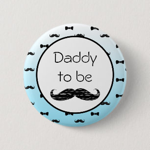 Bóton Redondo 5.08cm Mamãe de ser bigode Chá de fraldas de menino