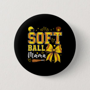 Bóton Redondo 5.08cm Mamãe de Softbol Coquette Laço Mamãe de Softbol Di