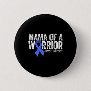 Bóton Redondo 5.08cm Mamãe, Uma Guerreira T1d Mãe, Fita Azul Diabética