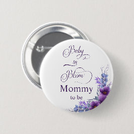 Bóton Redondo 5.08cm Mamães de Flor Roxo Elegante