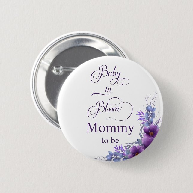 Bóton Redondo 5.08cm Mamães de Flor Roxo Elegante (Frente & Verso)