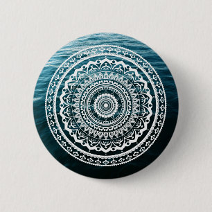 Bóton Redondo 5.08cm Mandala Branca Deixe o mar te libertar