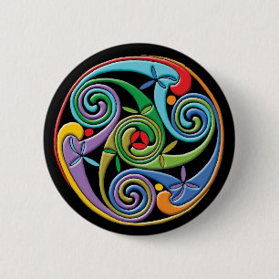 Bóton Redondo 5.08cm Mandala celta bonita com redemoinhos coloridos