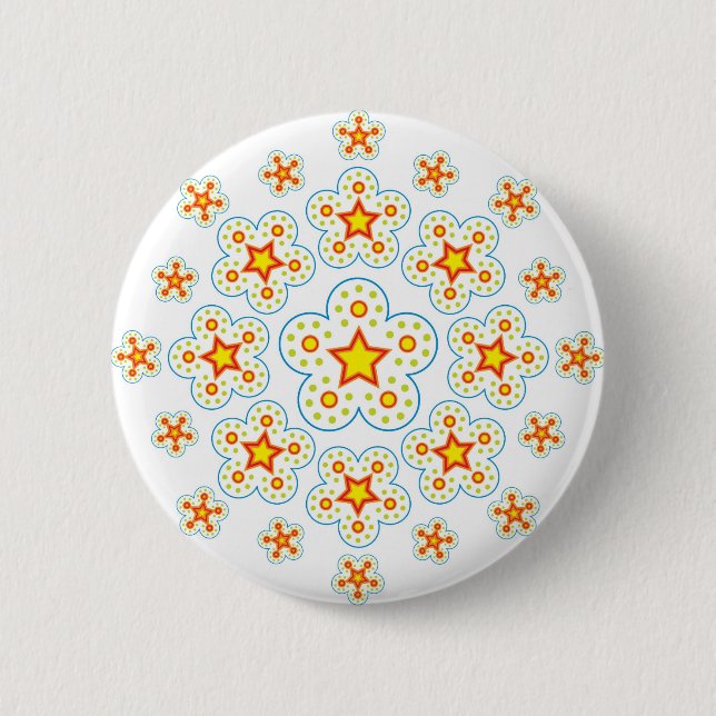 Bóton Redondo 5.08cm Mandala da estrela (Frente)
