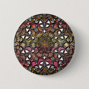Bóton Redondo 5.08cm Mandala de cristal metálica