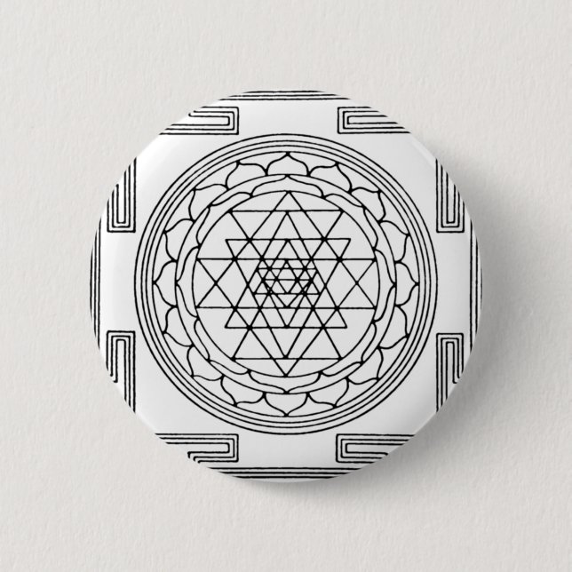Bóton Redondo 5.08cm Mandala de Sri Yantra (Frente)