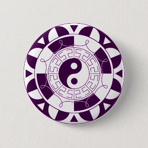 Bóton Redondo 5.08cm Mandala de Yin Yang
