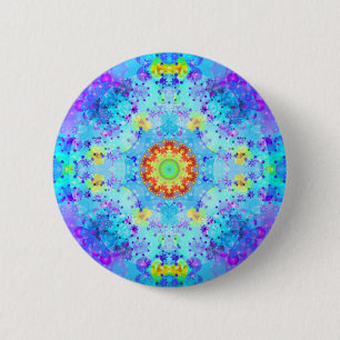 Bóton Redondo 5.08cm Mandala do hippy da estrela azul modelada