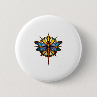 Bóton Redondo 5.08cm Mandala Libélula Luminosa Geometria Sagrada Espiri