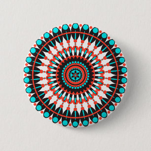 Bóton Redondo 5.08cm Mandala Nativo Americano