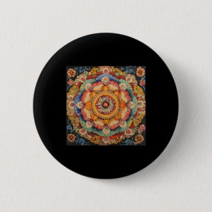 Bóton Redondo 5.08cm Mandala Tibetano Geometria Sagrada