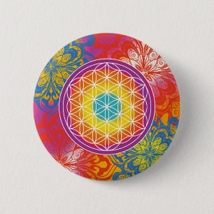 Bóton Redondo 5.08cm Mandala zen flor da vida