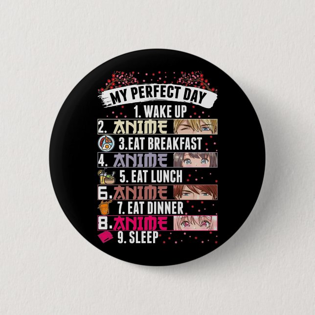 Bóton Redondo 5.08cm Manga Japonesa Anime Perfect Day Otaku Girl (Frente)