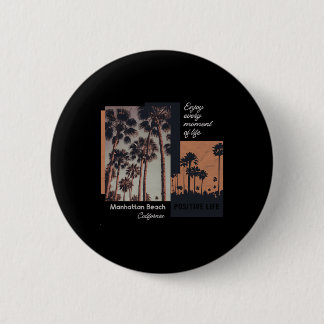 Bóton Redondo 5.08cm Manhattan Beach California Ca Retro 
