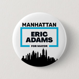 Bóton Redondo 5.08cm Manhattan quer Eric Adams para Prefeito NYC