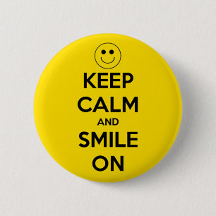 Bóton Redondo 5.08cm Mantenha a calma e sorria no amarelo
