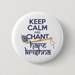 Bóton Redondo 5.08cm Mantenha calma e o Hare Chant Krishna Mantra canta