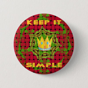 Bóton Redondo 5.08cm Mantenha Simples: impressão Floral Vermelho De For