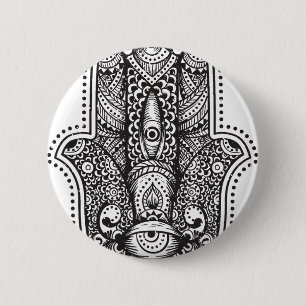 Bóton Redondo 5.08cm Mão de Hamsa de Fátima Símbolo Islâmico Oriental Y
