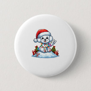 Bóton Redondo 5.08cm Mão de Paz Bichon Frise Luzes de Natal Mulheres Cã