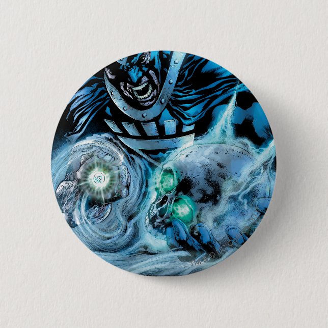 Bóton Redondo 5.08cm Mão preta com painel do crânio (Frente)