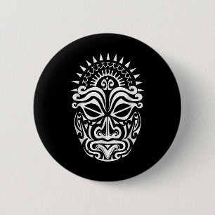 Bóton Redondo 5.08cm Maori Polynésia Tattoo Haka Dance Face Mask Head