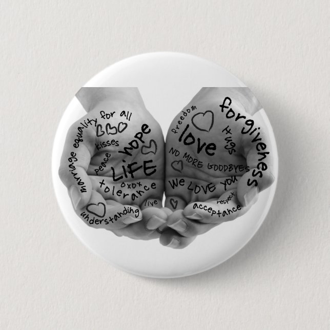 Bóton Redondo 5.08cm Mãos do botão do apoio somente (Frente)