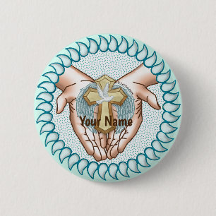 Bóton Redondo 5.08cm Mãos Sagradas Cristãs