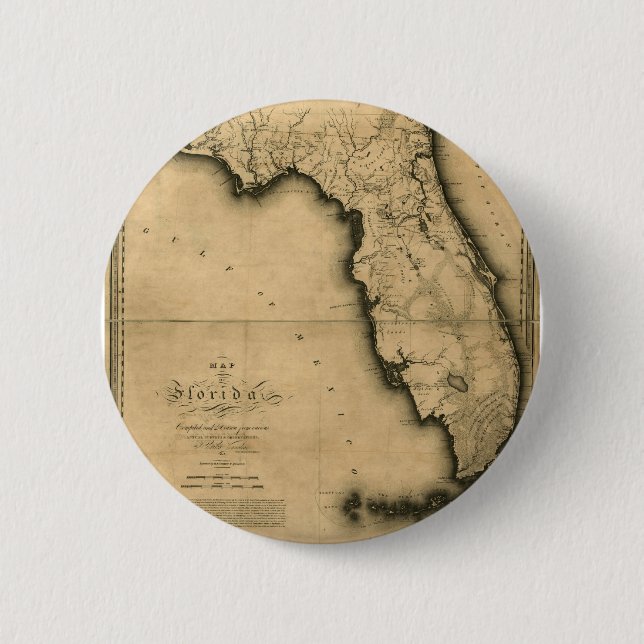 Bóton Redondo 5.08cm Mapa 1823 de Florida (Frente)