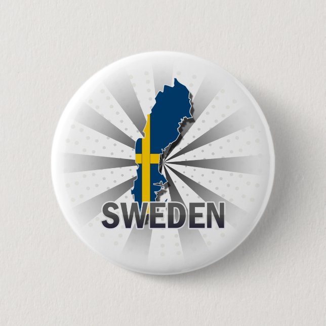 Bóton Redondo 5.08cm Mapa 2,0 da bandeira da suecia (Frente)