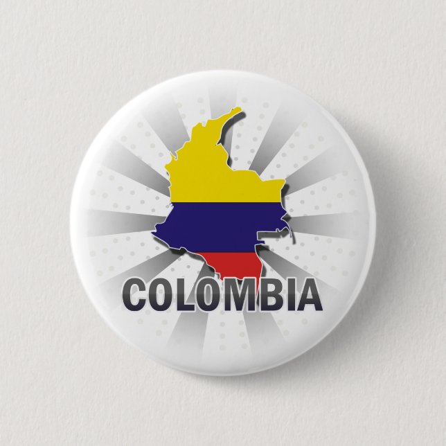 Bóton Redondo 5.08cm Mapa 2,0 da bandeira de Colômbia (Frente)