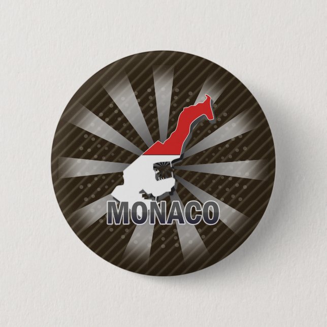 Bóton Redondo 5.08cm Mapa 2,0 da bandeira de Monaco (Frente)