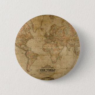 Bóton Redondo 5.08cm Mapa antigo antigo em um pino