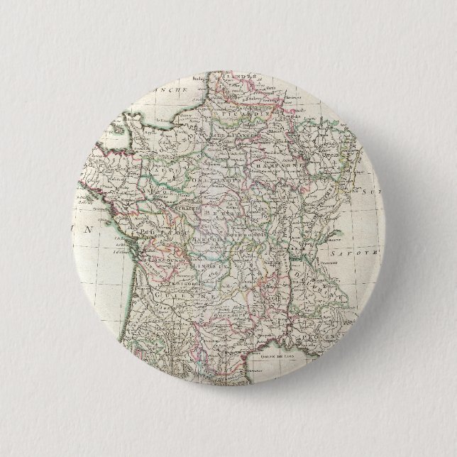 Bóton Redondo 5.08cm Mapa Antigo da França (1771) (Frente)