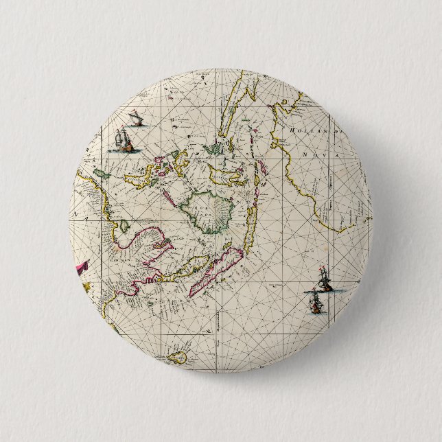 Bóton Redondo 5.08cm Mapa antigo das Índias do leste (Frente)