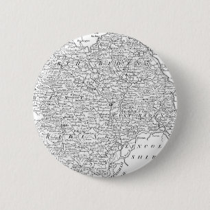 Bóton Redondo 5.08cm Mapa antigo de Yorkshire 1786