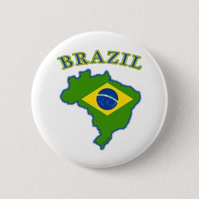 Bóton Redondo 5.08cm Mapa/bandeira de Brasil (Frente)