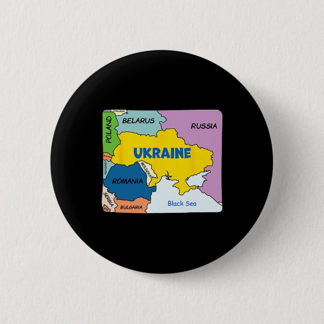 Bóton Redondo 5.08cm Mapa Colorido Simplificado da Ucrânia (Frente)